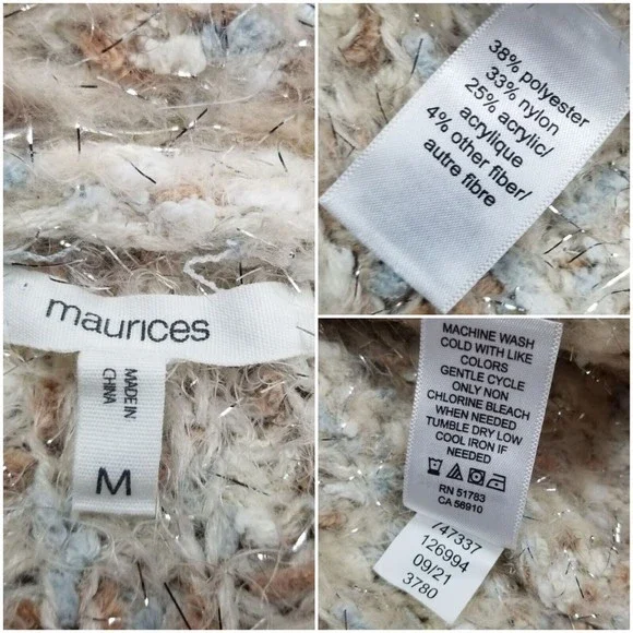 Maurices Sweater Womens Sz M Chunky Knit Cardigan Long Sleeve Sparkle Open Front - Picture 2 of 12